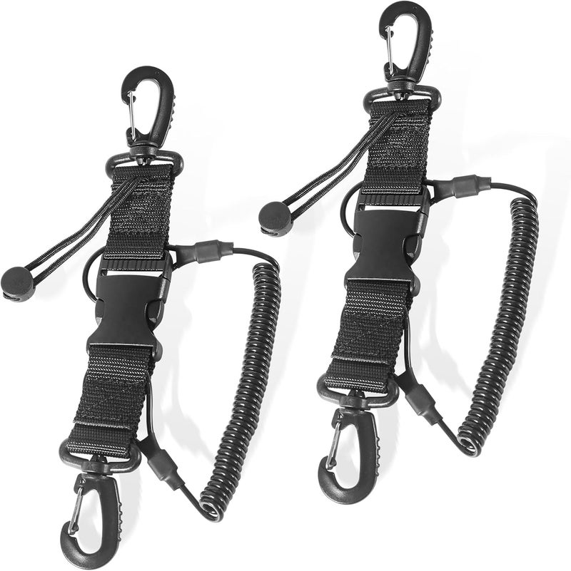 brougetme 2 Pack Scuba Diving Lanyard,Coiled Lanyard with Quick Release Buckle, Ideal for Dive Cameras and Lights, Great for Scuba Diving Adventures Secure Your Gear with Clip and Webbing Strap - Image 1